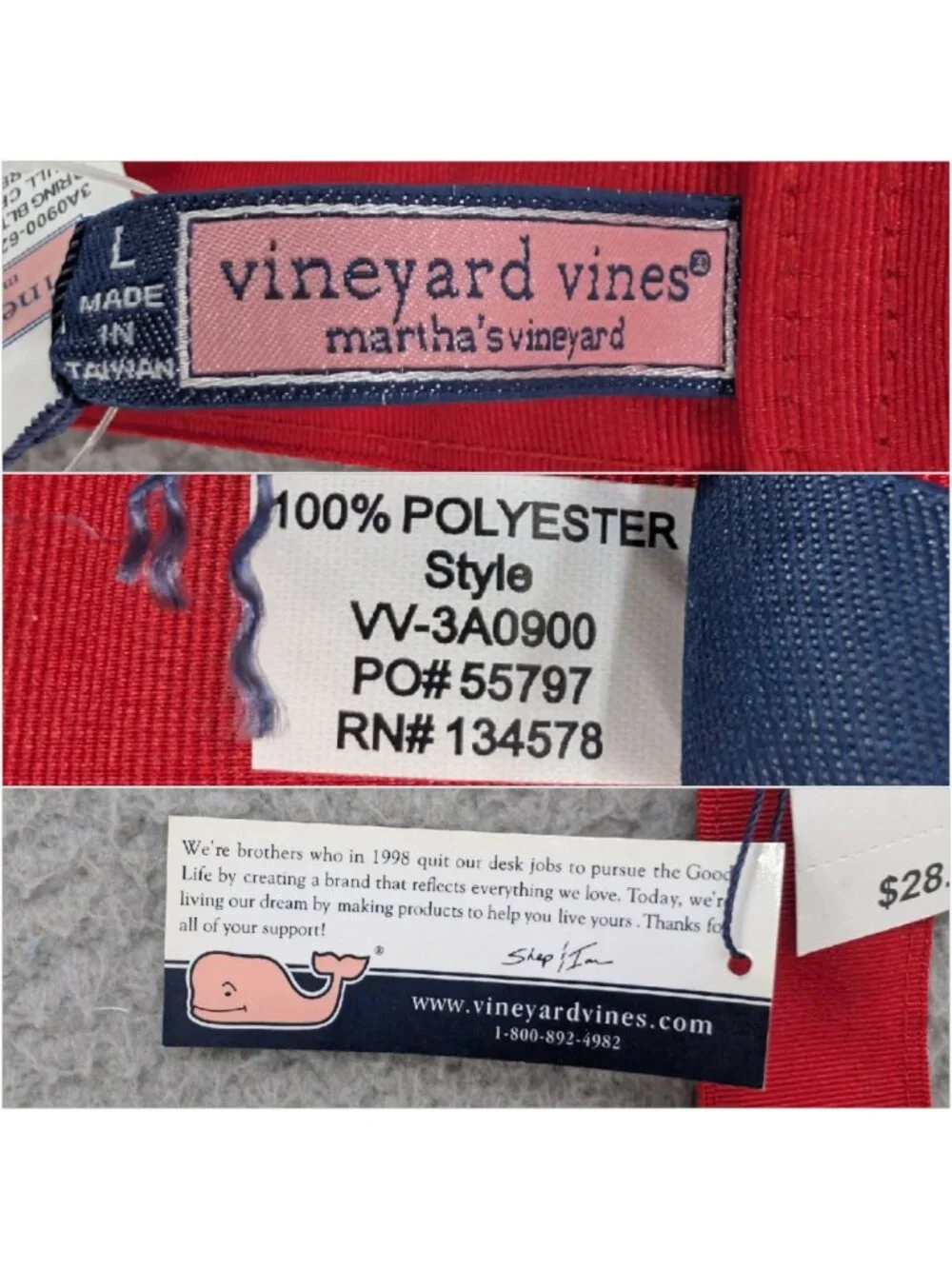 Vineyard Vines Skull Crossbones D Ring Belt Boys Jetty Red Blue Size L